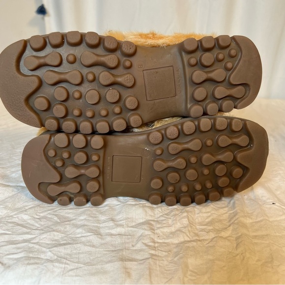 Vintage Y2K Bebe Faux Fur Winter Eskimo Boots Women’s 8 Tan Chunky Apres Ski - Picture 5 of 9